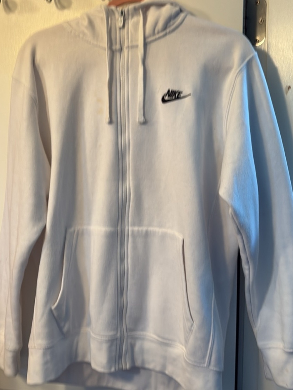 Nike white zip up with hoodie
